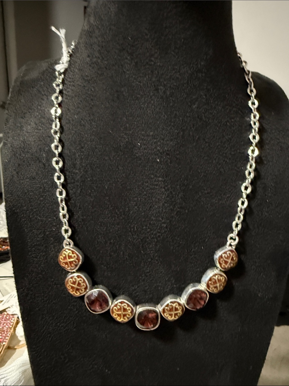 Brighton Duchess Deep Red Crystal Necklace 18 In